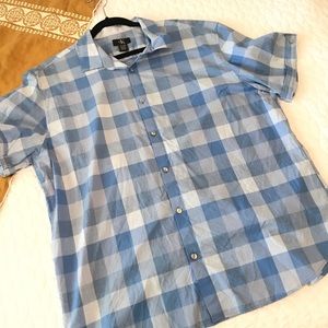 Calvin Klein Light Blue Casual Plaid Button Down
